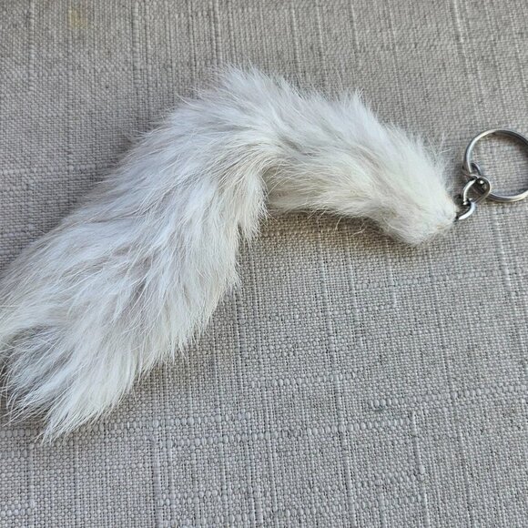 Real Fur Keys Holder White Hair Fur Handmade Keychain Key rings Handmade - Picture 11 of 12